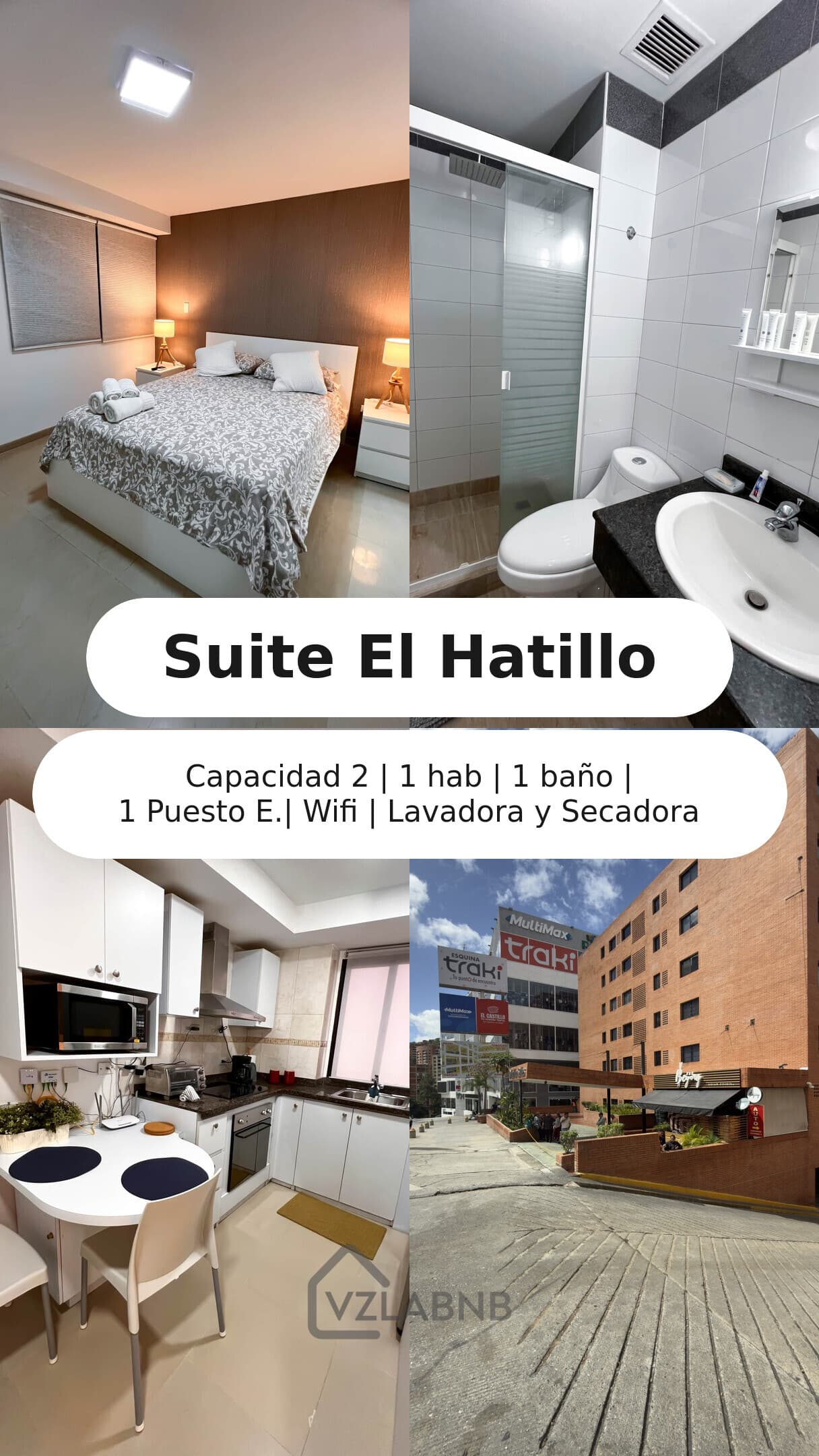Resumen visual de Suite El Hatillo: apartamento compacto para dos